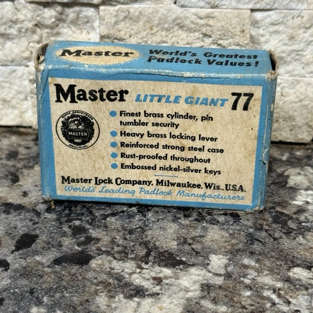 Vintage No.77‎ Master Padlock With Two Keys In Original Box Tested Nice